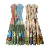 Kaslead New Women Clothes Western Style Fashion Simple Loose Pleated Print Dress
