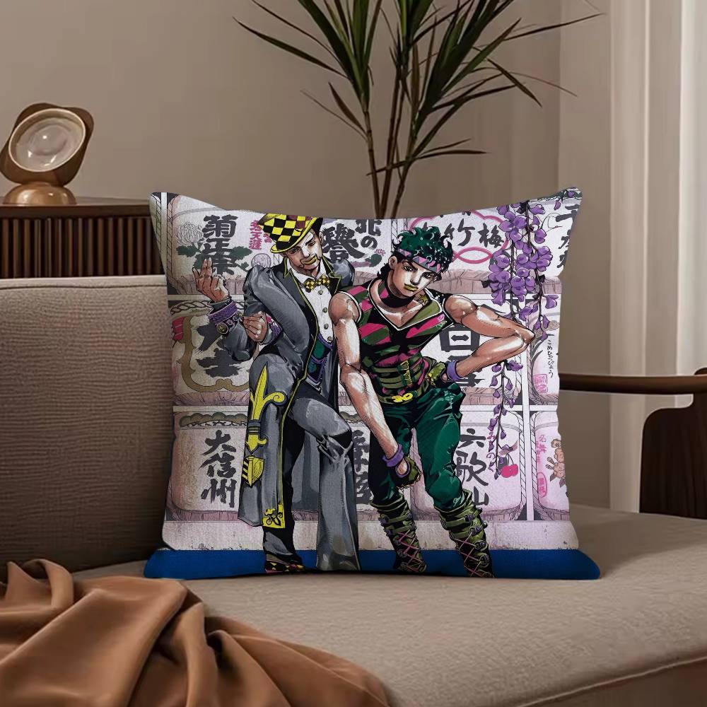 Anime j-jojo family Pillow Case Anti-dustmite Pillowcase Invisible zipper silky short plush Sofa cushion cover