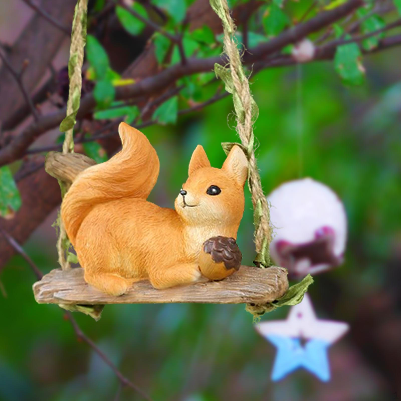 

Гойдалка тварина Садова статуя Мила фігурка Кумедний мультфільм Ремесла Подарунок Смола Висяча скульптура для 10.5x4.5x8 cm_squirrel