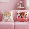 C-Cute Sakura Kinomoto Pillow Case Anti-Dustmite Pillowcase Invisible Zipper Silky Short Plush Sofa Cushion Cover