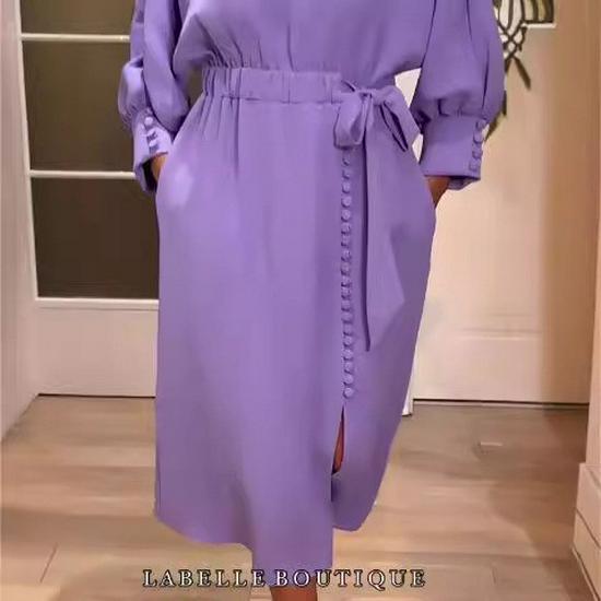 2024 Summer Women's Elegant Solid Color Dress: European & American Fashion Trend