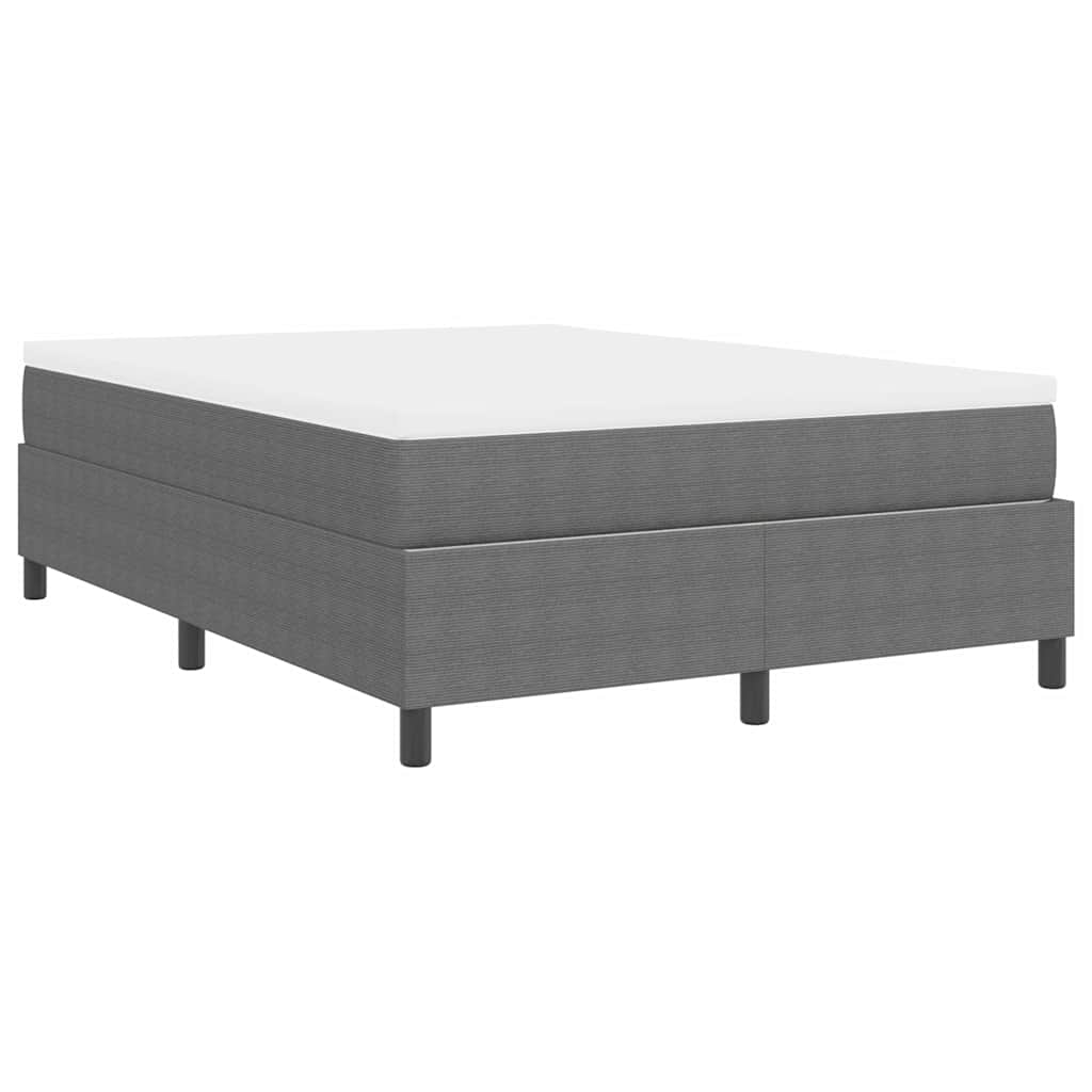 Box Spring Bed in Light Grey and White 140 x 200 cm Cord Fabric