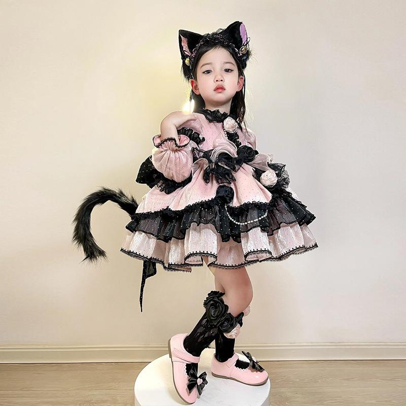 Halloween Girl Cute Dress Luna Cat Cosplay Dress Children Lolita Puff Dress Princess Dress