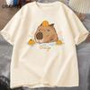 Capybara Swimming with Oranges Tshirts Oversize T Shirt Unisex Cotton Shrot Sleeve Cartoon Animal Tshirt Round Neck Top Clothes