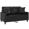 VidaXL Canapé 2 places avec oreillers décoratifs noir 120cm similicuir, canapé, causeuse, canapé de salon, canapés, canapé 3200798