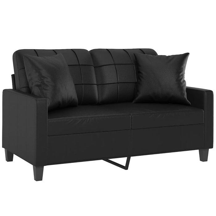VidaXL Canapé 2 places avec oreillers décoratifs noir 120cm similicuir, canapé, causeuse, canapé de salon, canapés, canapé 3200798