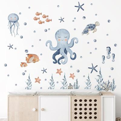 1 Stuks Cartoon Octopus Zeedier Meubels Muursticker Voor Slaapkamer Woonkamer Decor Kinderkamer Huisdecoratie Muurstickers