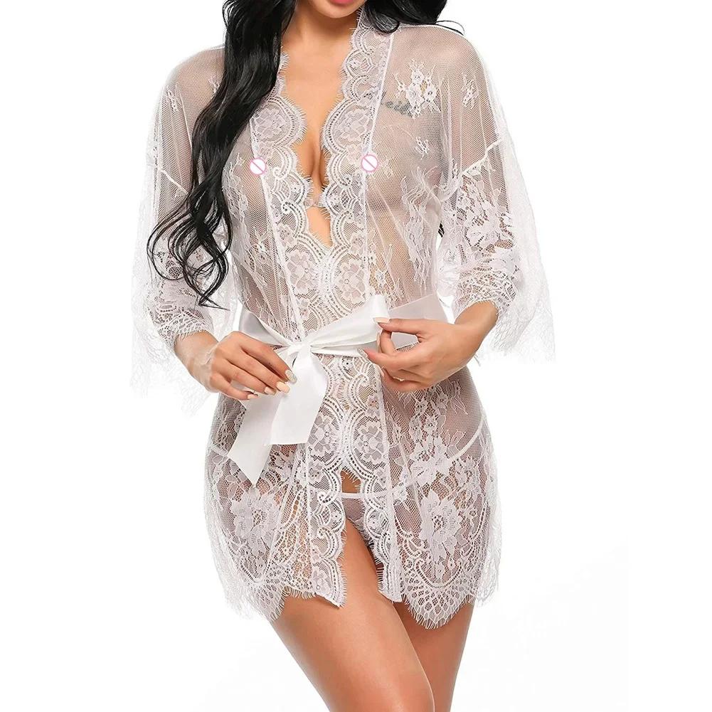 Woman Erotic Pajamas Lace Nightwear Sex Clothes Babydoll Erotic Transparent Dress Hot Sleepwear Sexy Lingerie