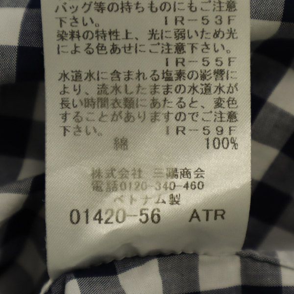 Mackintosh Sanyo Shokai Gingham Check Long Sleeve Shirt 38 White X Navy Women Used