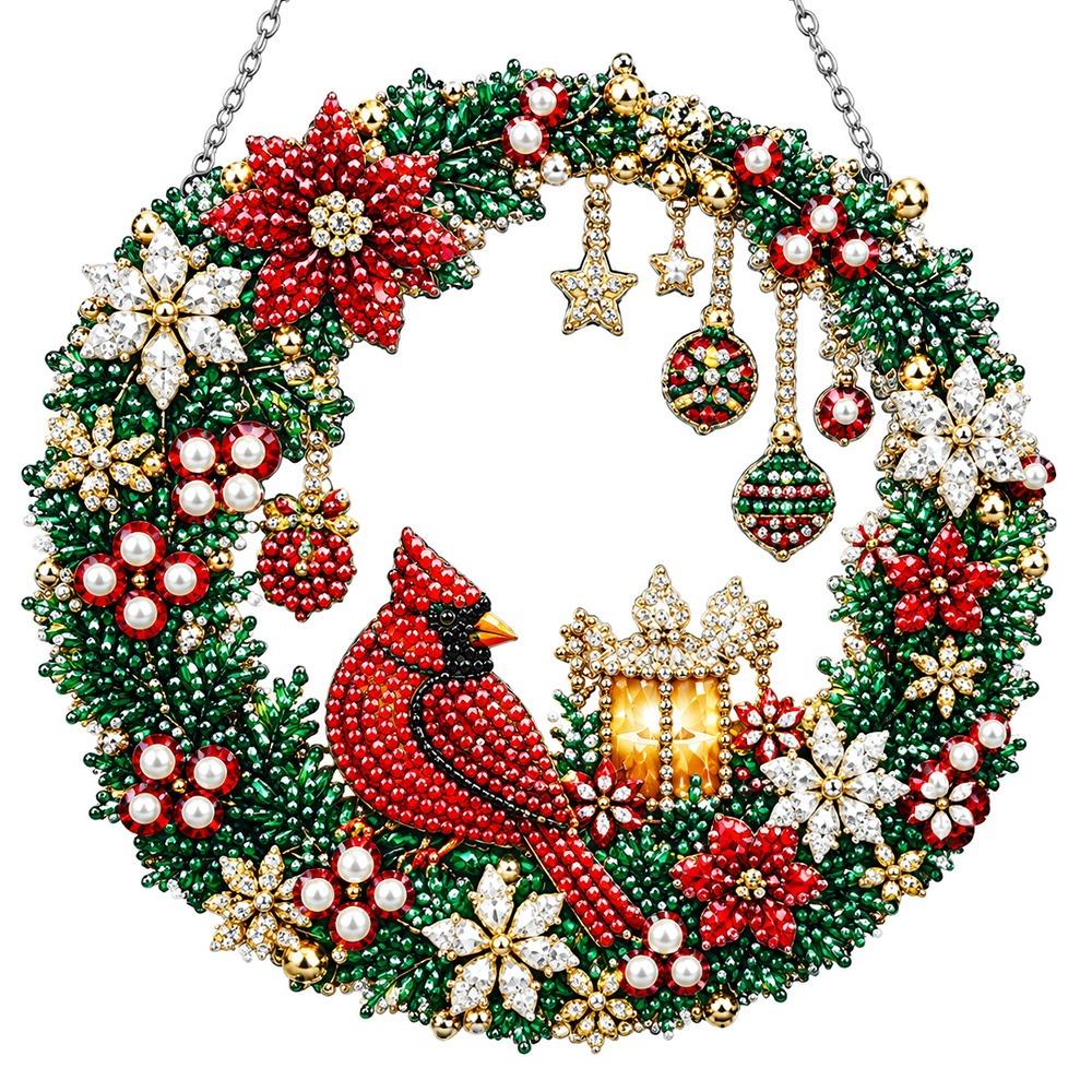 Round Board Pearl Painting Window Hanging Pre Printed DIY Craft Pendant Xmas Tree