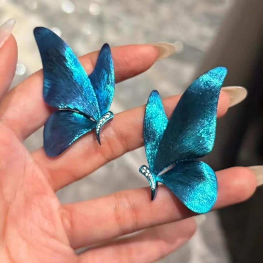 1 Pair Colorful Blue Earrings Elegant Stud Wings Studs Party Women's Ear Accessories