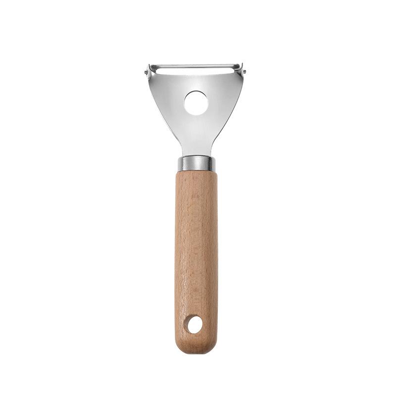 LMETJMA Stainless Steel Kitchen Gadget Set Western Cooking Utensil Tool with Wooden Handle Included Pizza Cutter Garlic Press