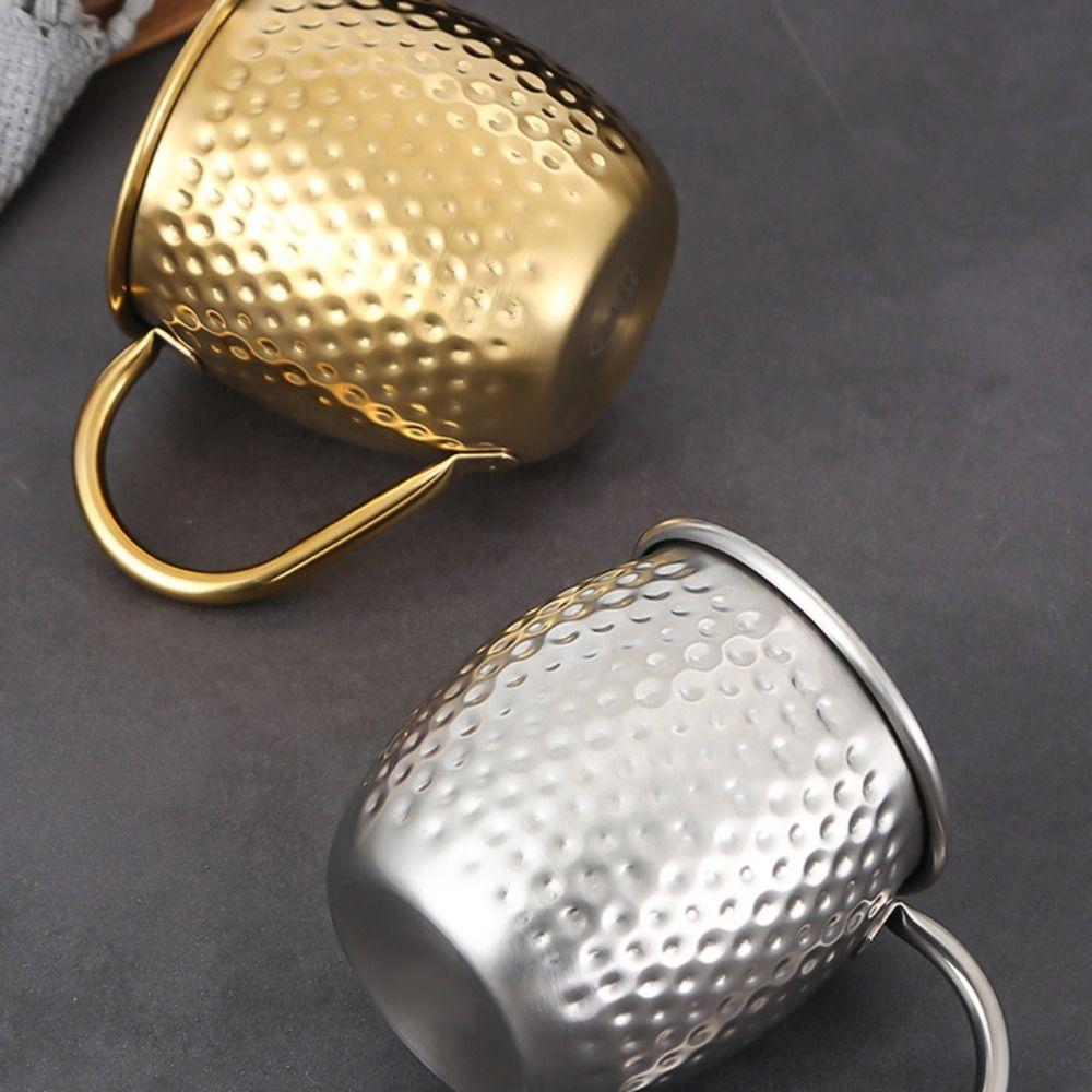 Drinkware Hammer Pattern Moscow Mule Mug Retro 520ml Stainless Steel Cup Large Capacity with Handle Drinking Cup Kitchen