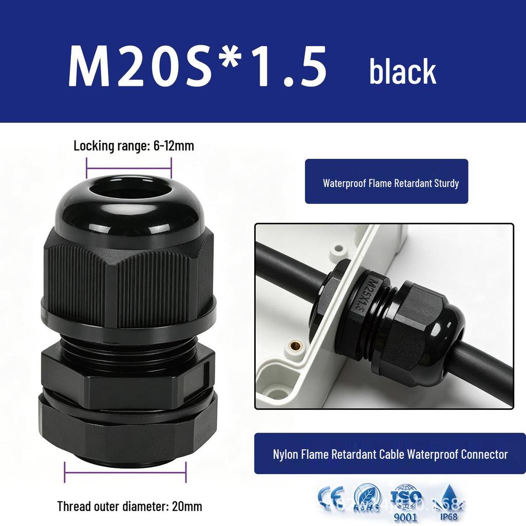 Nylon Waterproof Cable Connector Gland, M/PG Type, Flame Retardant, Sealed Threaded