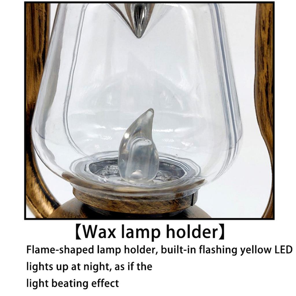 Retro Solar LED Oil Lamp Antique Metal Hanging Lantern Vintage Rustic Nightstand Table Lamps for Study Room Bedroom Theatre Prop