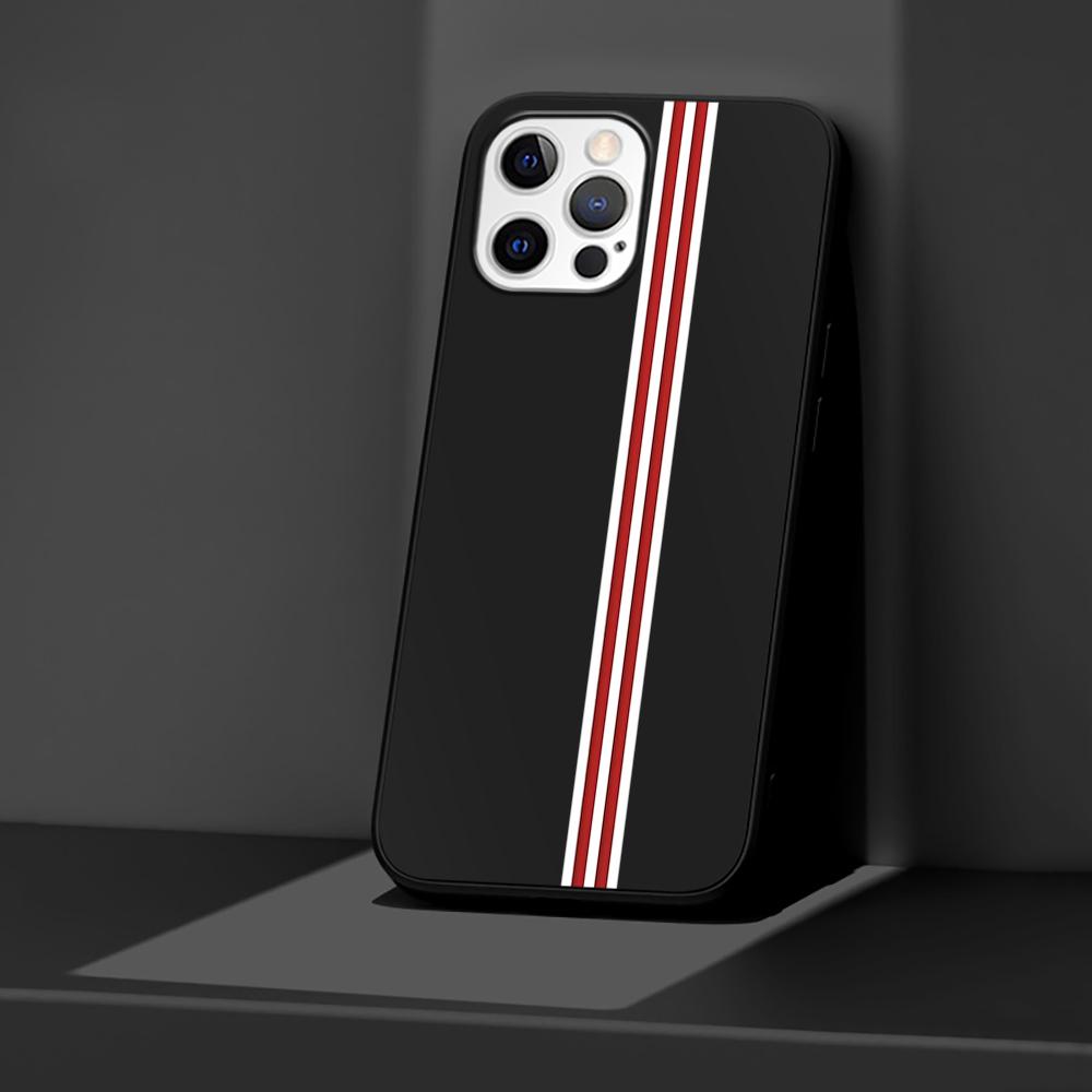 Handyhülle für Apple iPhone 14 11 13 Pro Max 12 Mini XR 7 8 + SE 2020 XS 6 6s Plus Sportmarkenstreifen Silikon Schwarz Hülle