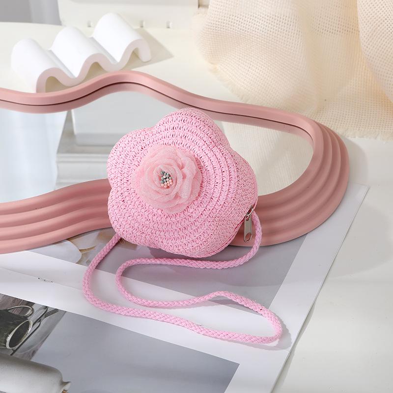Süße florale Sommer-Strohhut-gewebte Crossbody-Mini-Tasche 2025