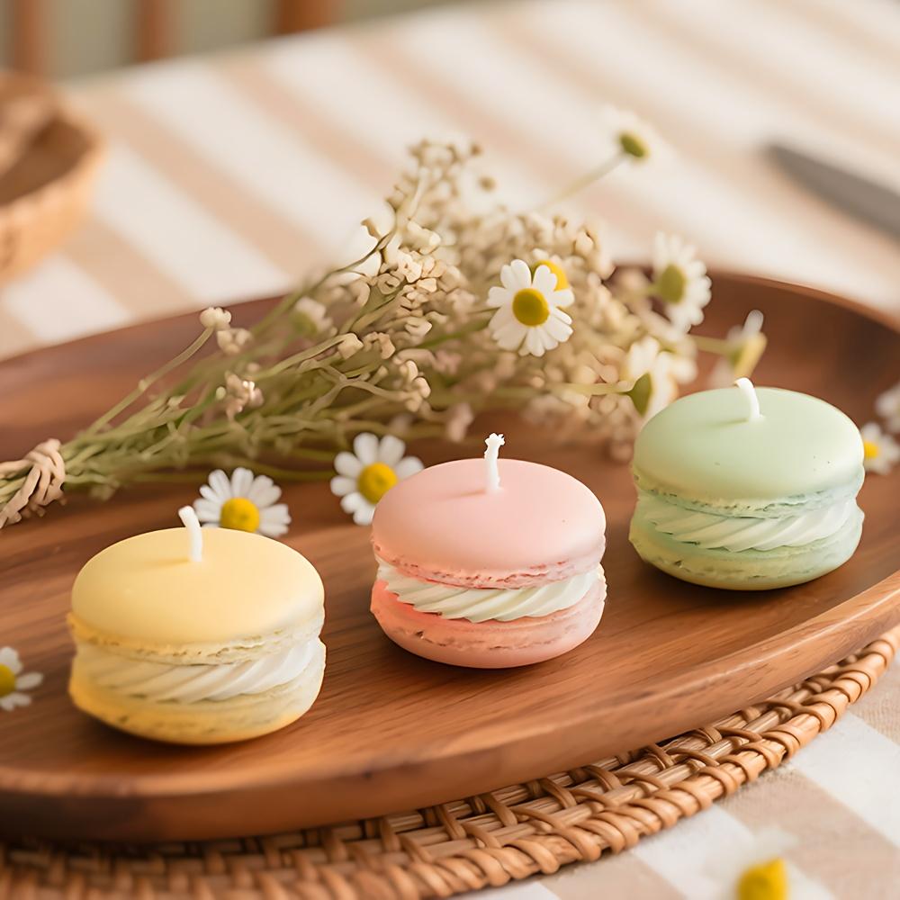 1/5pcs Realistic Macaron-shaped Candles Scented Soy Wax for Home Decor Wedding Party New Year Festive Atmosphere Aromatic Gifts