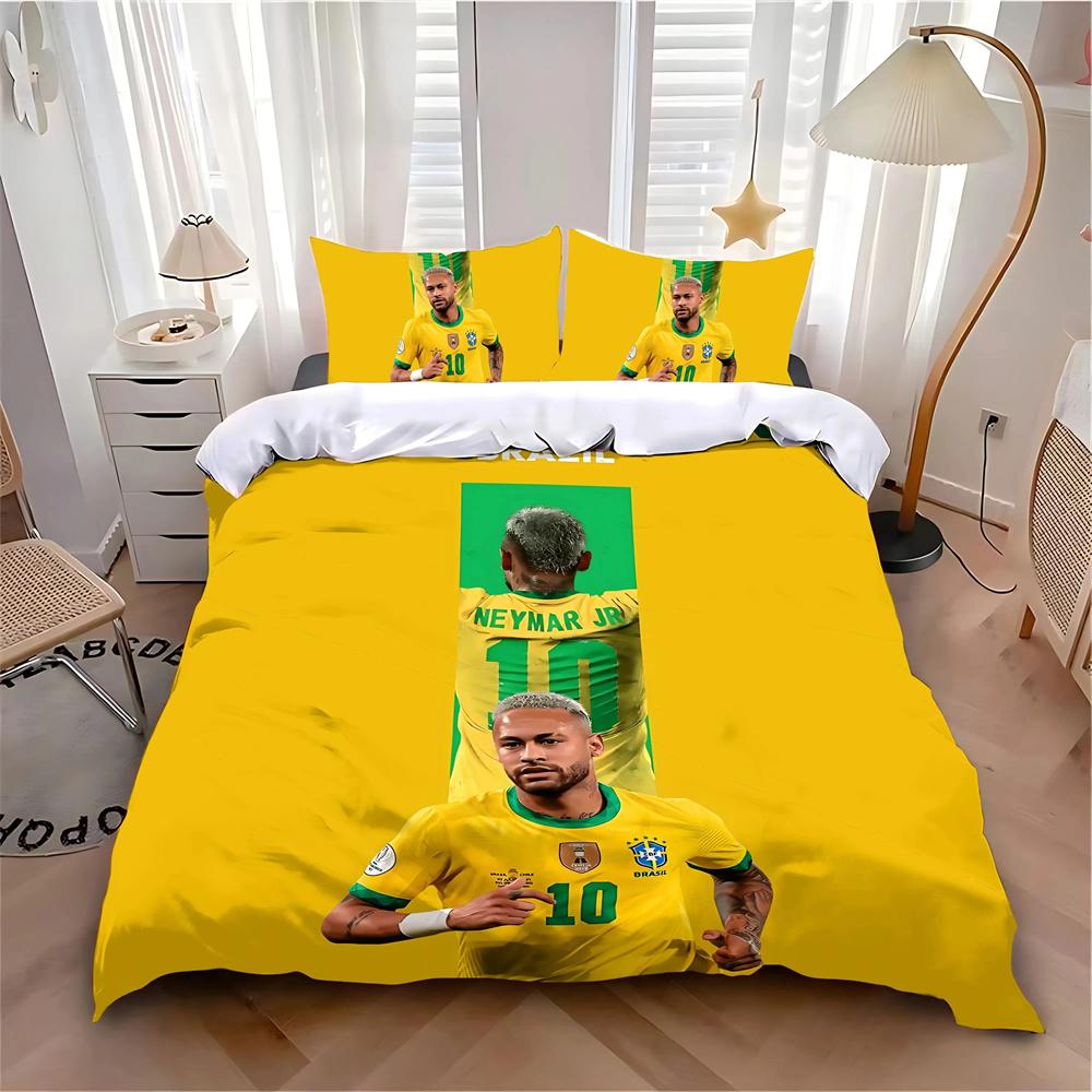 Set Biancheria da Letto Caldo Calcio N-NeymarS Decorazione Camera da Letto Bambini Singolo Matrimoniale Grande Formato Copripiumino Set per Adulti Ragazzi Ragazze