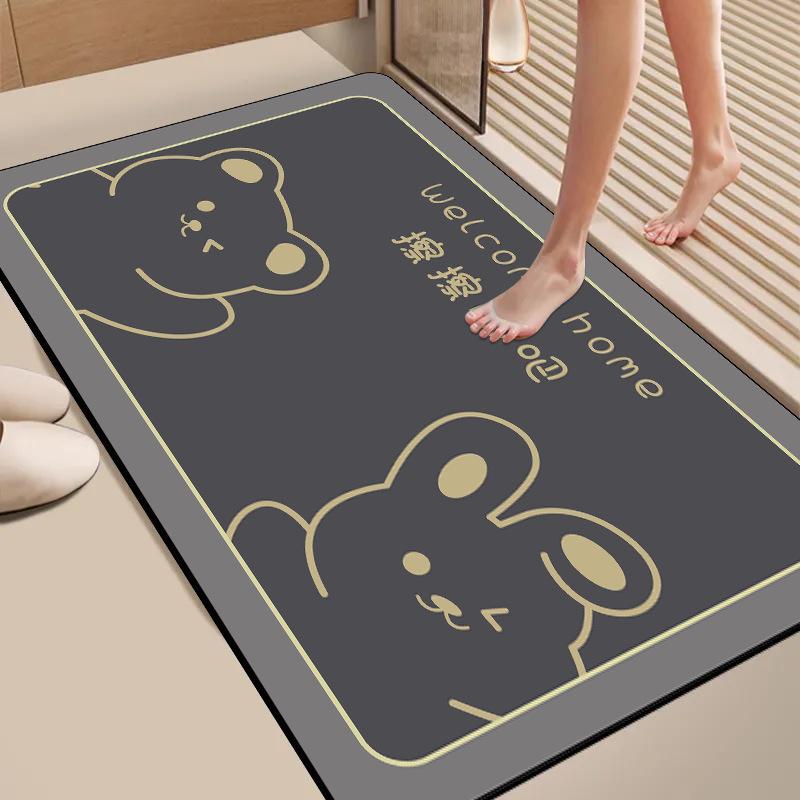 Diatom Mud Floor Mat Cartoon Bathroom Water-Absorbing Quick-Drying Floor Mat Household Bathroom Door Non-Slip And Dirt-Resistant Rubber Floor Mat