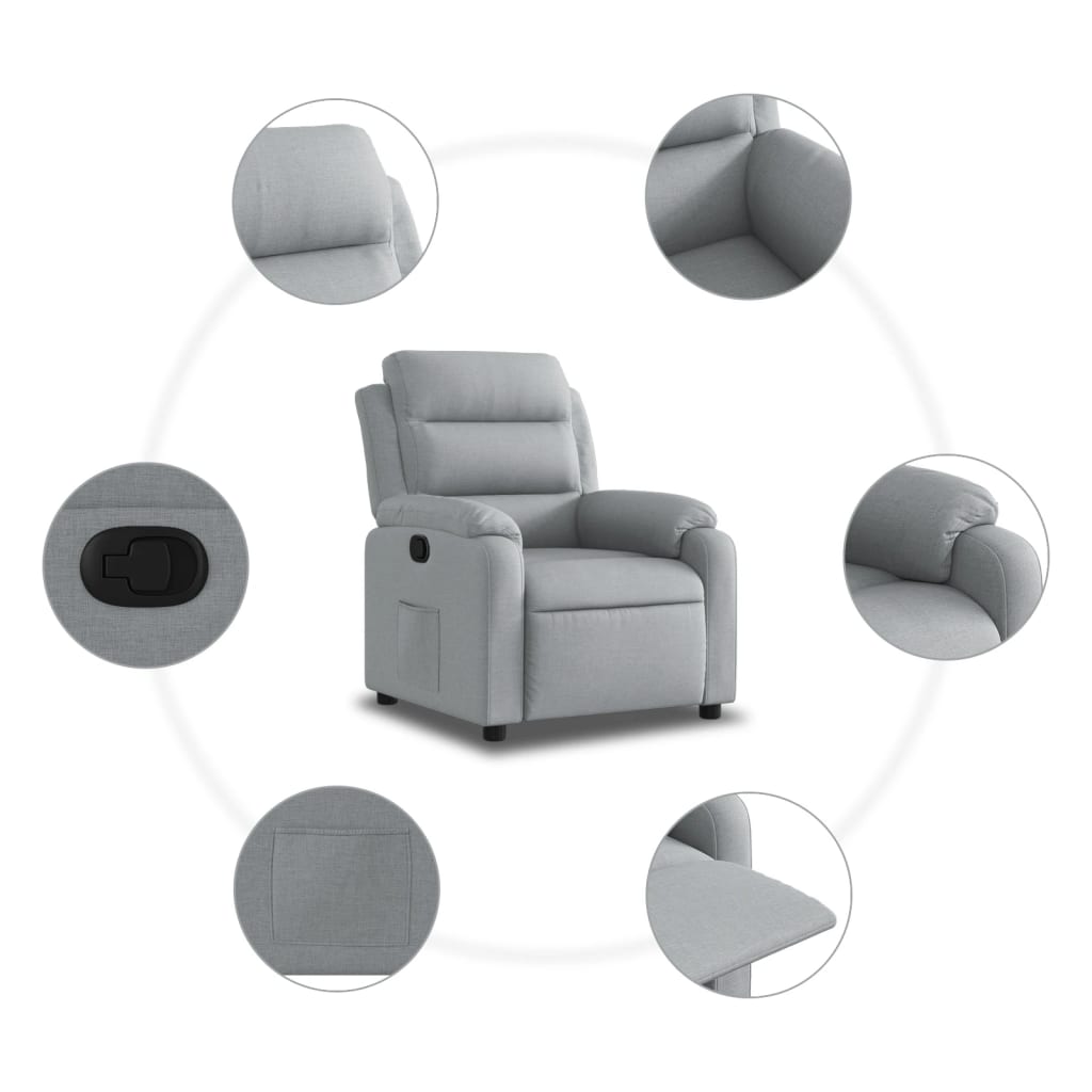 Relaxation Armchair Light Grey Fabric