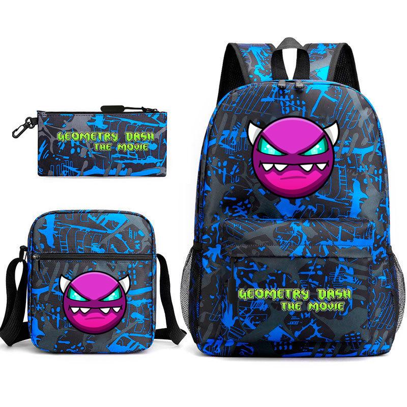 Geometry sprint game backpack geometry dash heat transfer backpack elementary school bag leisure bag