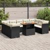 VidaXL Garden Lounge Set 10 Pcs with Cushions Black Wicker, Outdoor Sofa Set, Patio Furniture Set, 3326968