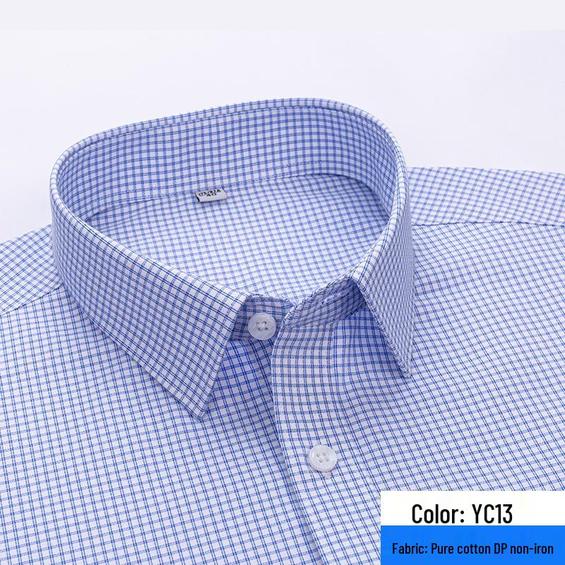 2026 Spring Men's Non-Iron Double-Ply Pure Cotton Long-Sleeve Formal Shirt