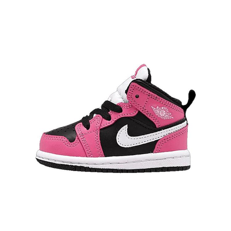 

New Jordan Air Jordan 1 Mid Top Basketball Shoes Pink Black Infant And Toddler 644507-002 25