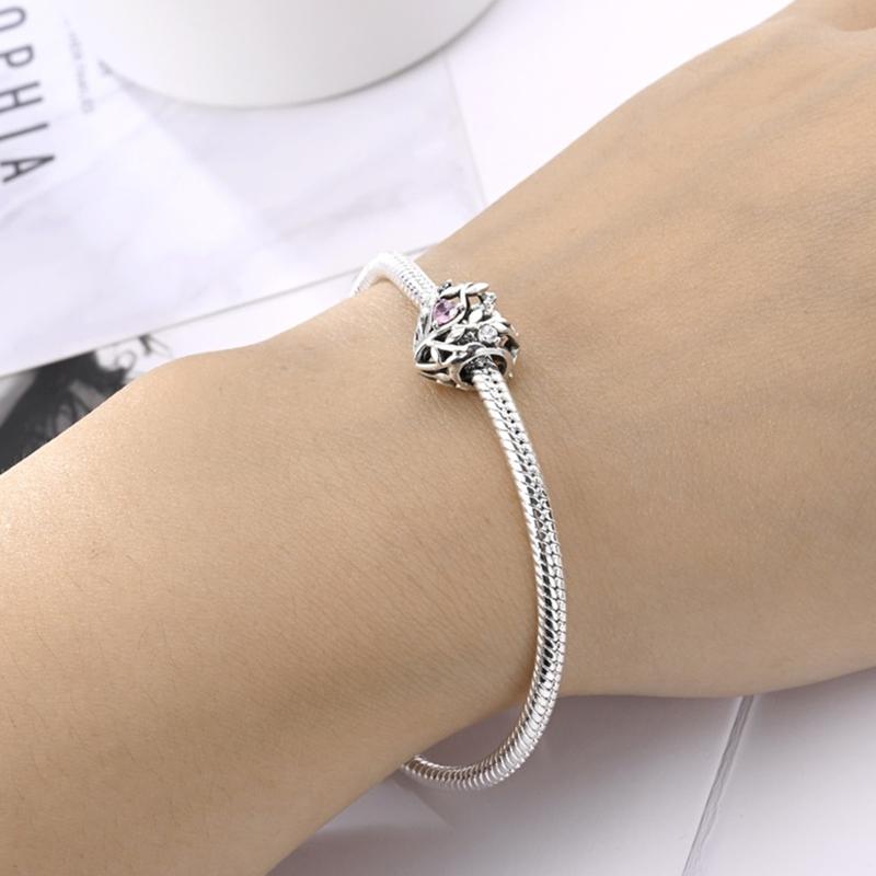 Original Classic Retro Lotus Guardian Angel Heart Shaped Zircon Pendants Charms Beads Fits Bracelets Necklace Diy Jewelry Gift