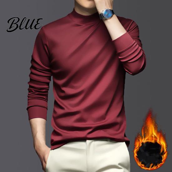 Spring Layering Top Stretchy Long Half-high Collar Neck Protecting Autumn Men Slim Fit Sleeve Fall