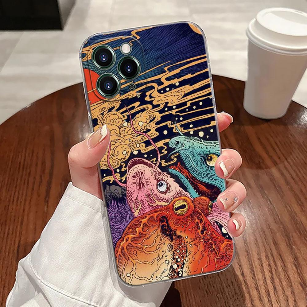 Japanese Culture Wave Dragon Anime Case For Apple iPhone 17 16 15 14 13 12 11 Pro Max 16 Plus 16E 17Air 17Pro Phone Cover Funda