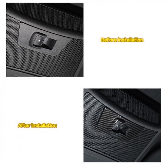 Rear Small Window Lift Panel Switch Cover Trim for Ford F150 15-17 Carbon Fiber