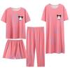 Pajamas women's summer round neck short-sleeved nightgown summer loose cropped pants loungewear set