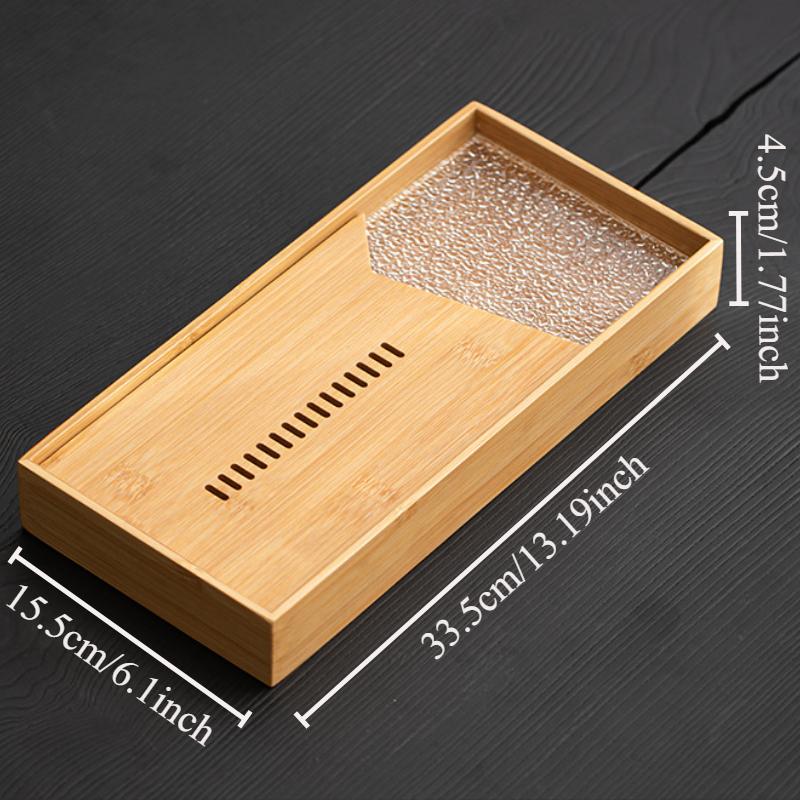 Haushaltsglas Bambus Wasserspeicher Teetablett Kleiner trockener Teetisch im Wohnzimmer Neues Kung-Fu-Teeset Wasserspeichertablett