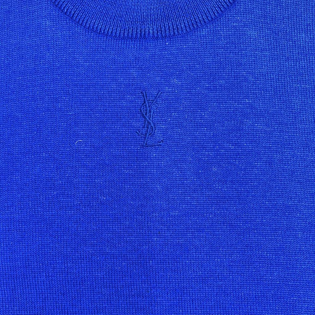 YVES SAINT LAURENT 90s 100% wool, old Logo embroidery Long sleeve Mock neck knit Women Used