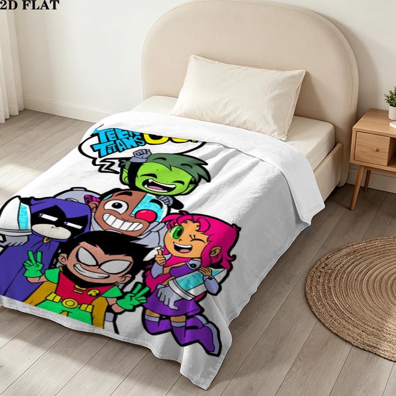 Teen Titans Print Flannel Blanket, High Quality Comfortable for All Seasons, Home Decor, Warmth and Comfort, Perfect for Christmas Gifts