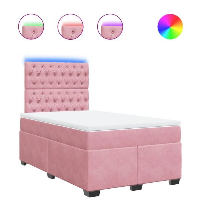 VidaXL Sommier à lattes de lit avec matelas rose 120x190 cm velours, lit, lit à plate-forme, lit à panneaux, meuble de 3293169