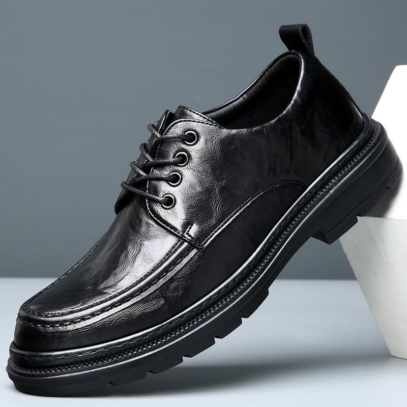 Leather shoes men's new business dress Korean version of trend British style men's casual versatile commuting thick-soled heightening shoes