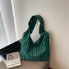 Plaid Canvas Bag Women's Large-capacity New Summer Versatile Shoulder Shopping Bag College Student Tote Bag