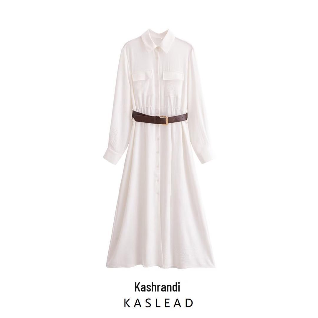 

2025 Spring Women s European American Style Lace-Up Crepe Midi Dress Medium білий