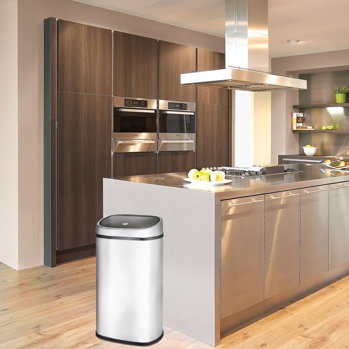 Kitchen Bin Push - CITY - KITCHEN MOVE - 58 L - Simple Push Opening - Stainless Steel with Rim