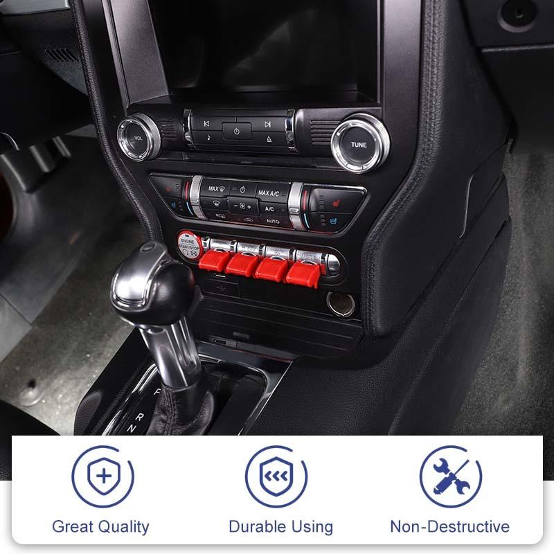 Botão de navegação de controle central de carro/botão de partida adesivos decorativos de capa adequados para Ford Mustang 2015 Up ABS acessórios interiores