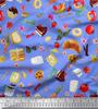 Soimoi Japan Crepe Satin Fabric Fruits,Bread & Donut Food Decor Fabric Printed metre 42 Inch