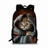 Zaino a strato singolo con stampa di gatti carini per ragazzi e ragazze Migliori regali Borsa scolastica a cartone animato piatto 2D per bambini Borse