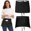 Tablier Court Petit Mode 3 Poches Tablier de Taille Noir Imperméable Demi-Tablier Serveuse