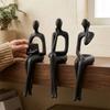 Set di 3 Sculture Umane Astratte Sedute a Gambe Lunghe Ornamento Artistico Figura Minimalista Idea Regalo