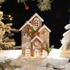 European Retro Solid Wood Luminous Christmas Snow Cabin Ornament
