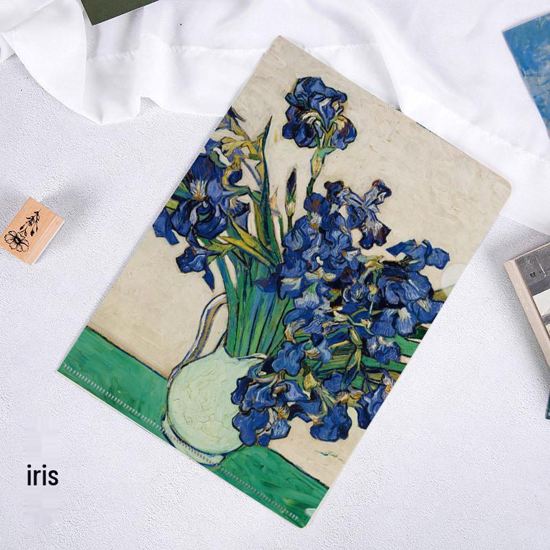 World-Famous Paintings L-Shaped A4 Folder - Monet & Van Gogh Art Design for Students and Office
