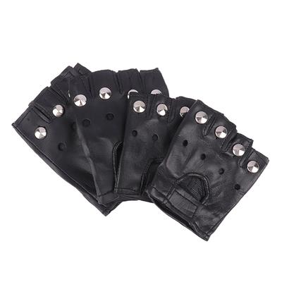 1 Paar Unisex Schwarze PU Leder Fingerlose Handschuhe Damen Halbfinger Fahrhandschuhe Frauen Männer Sport Guantes Motor Punk Handschuhe